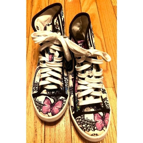 COACH Andres multicolor high top tennis shoes size 6.5 butterfly pattern EUC - Picture 1 of 11